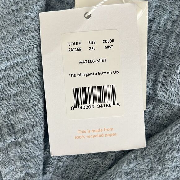 NWT Andie The Margarita Button-Up Shirt in Mist Size XXL - Picture 5 of 9